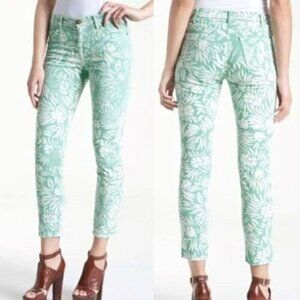 DVF Loves Current/Elliot Mint Tropical Floral The Classic Skinny Jean Size 28